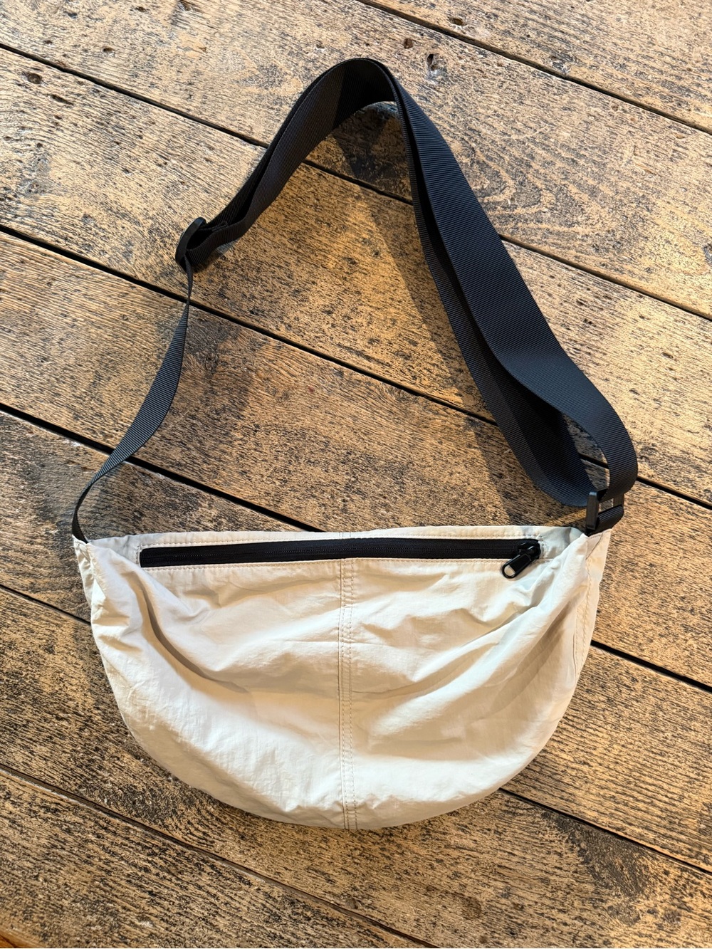 Women’s White Crossbody Sling Bag with Black Strap